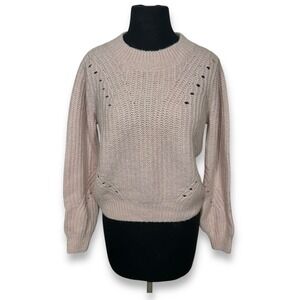 EUC GAP Wool Alpaca Knit Sweater Pullover Crew Neck‎ Pointelle Details Pink M